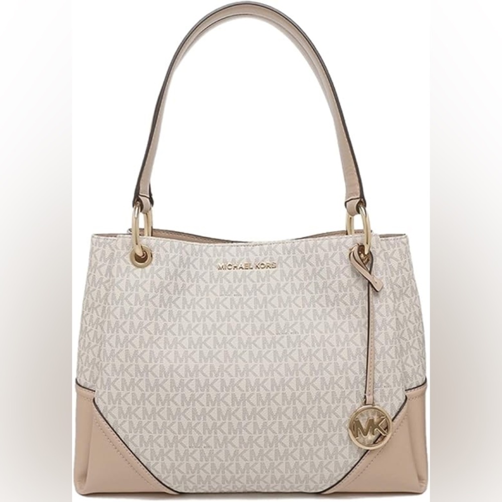 Michael Kors Nicole Large Shoulder Bag Tote Purse Handbag Vanilla Multi